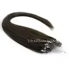 200 Micro Loop Ring Beads I Tip Indian Remy Human Hair Extensions Dark Brown #2