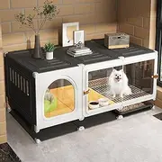 Transparent dog crate, furniture dog crate, dog crate with separate toilet,Clean and comfortable, with pull-out tray at the bottom, easy to clean, dog crate for small dogs(Black)