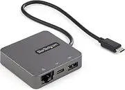 Startech USB-C Multiport Adapter USB 3.1 Gen 2 Type-C Laptop Travel Docking Stations, Grey/Black