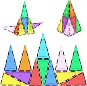 PicassoTiles 12pc Magnetic Building Block Set Isosceles Triangle Magnet Tiles Construction Toy STEM Learning Kit Educational Playboard Prek Pretend Play Stacking Blocks Child Brain Development PTE03