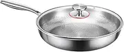 Saute Pan, Fry Pan with Lid, Multi Functional Nonstick Cookware, Titanium Hammered Skillet for Induction Cooktop- Camping -Cooking