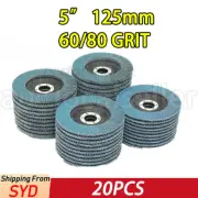20PCS 5'' 125MM Angle Grinder Flap Sanding Disc 60 80 Grit Grinding Wheel