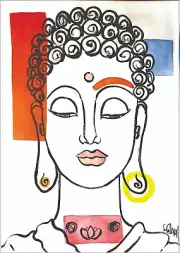 Original Painting Kwan Yin Buddha Map by D. Campbell