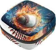 Period Bag,Sanitary Napkin Storage Bag,Baseball in Fire and Water,Tampon Bag for Purse