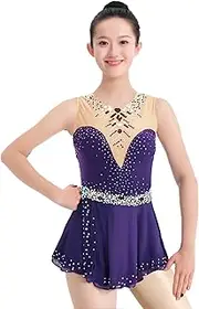 [Zagitova] Figure Skating Dress for Girls Graceful Sleeveless with Shiny Rhinestone Women Competition Dance Outfits