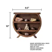 Wood Cauldron WALL HANGING SHELF, Finish Natural, Statue and Stones Not Included