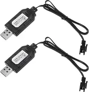 EMSea 2Pcs SM-3P to USB Charging Cable LiPo Battery USB Charging Cable with SM-3P Plug Accessories for Car Models Remote Control Toys Lighting Security Facilities
