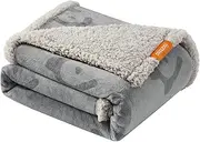Feandrea Waterproof Dog Blanket, Sherpa Fleece Pet Throw Blanket for Small and Medium Dogs, Cats, 127 x 101 cm, L, Reversible Dog Couch Cover Protector, Machine Washable, Gray PPB050G01