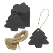 100Pcs Kraft Paper Gift Tags with String,2.2x2.12" Christmas Tree Labels Black