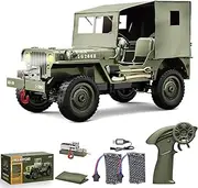 RC Crawlers, 1:10 Scale New Upgrades D888 Willys Military Jeep, 2.4Ghz 4WD Off Road Rock Crawler Vehicle with Lights All Terrain Electric RC Jeep Toy for Adult Kids Boys