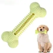 Patchy's Pets Puppy and Dog Toothbrush Dental Chew Toy Bone, Teeth Cleaning, Teething, Soft Flexible Durable Rubber Dog Toys, Small Treat Holder, Puppy and Small Breeds, Non Toxic (Morandi Yellow)