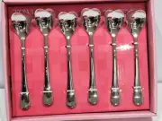 Valentines Day Heart Shaped Spoons Coffe Tea Spoons Set of 6 Silver