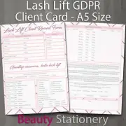 Lash Lift Client Record Card PREMIUM Consultation A5 GDPR Compliant