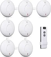 LEVSUPTY 7 Pack Wireless Interconnected Photoelectric Smoke Alarm | AS3786 Certified |10 Year Battery Life | Australian States Law Compliant | Somke Detector with Remote Pre Linked | Email Support
