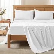 Comfort Spaces Queen Cooling Sheets, Moisture Wicking Coolmax Sheets, Soft, Colorfast Sheet Set, Cooling Bed Sheets for Hot Sleepers, Elastic Deep Pocket Fits Up to 16" Mattress, Queen White 4 Piece