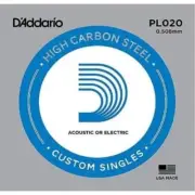 .020 gauge Single Steel Electric or Acoustic Guitar String D'Addario PL020