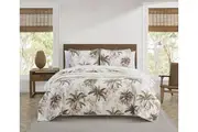 Tommy Bahama Queen Size Bed Cotton Bonny Cove Coverlet w/ 2x Pillowcases Coconut