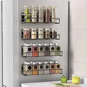 Magnetic Refridgerator Spice Rack 4-Pack - Magnetic Storage Organizer for Kitchen Organization and Storage, Seasoning Organizer Gadgets，Washing Machine, Rustproof Black