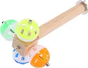 Angoily Parrot Perch Stand Bell Wooden Bird Perch Toy Bird Cage Accessory for Macaws