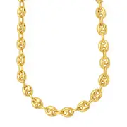 14k Yellow Gold Puffed Mariner Link Chain Necklace, 7mm