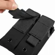 9mm Pistol Magazine Pouch Tactical Double Molle Belt Dual Mag Flashlight Holder