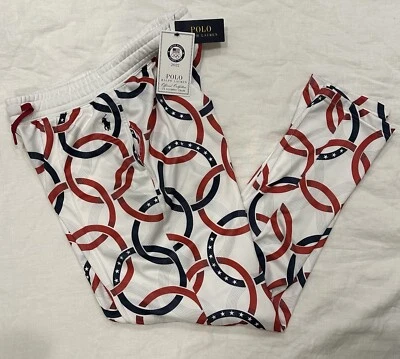 Polo Ralph Lauren Team USA Olympic Rings Track Pants White - Women's Size Medium