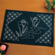 Japan Embroidery SASHIKO KIT Place mat cloth Flower shippo with tread &needle