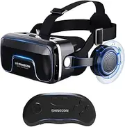 VR Headset with Remote Controller,HD 3D VR Glasses Virtual Reality Headset for VR Games & 3D Movies, VR Headset for phoness Compatible 4.7-7.2 inch