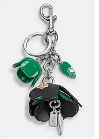 在飛比找Yahoo!奇摩拍賣優惠-EL~ Coach 58517 綠色配黑色 花朵 包包吊飾/