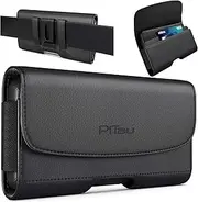 PiTau Belt Case for iPhone 14, 14 Pro, 13, 13 Pro, 12, 12 Pro, 11 Pro, Xs, X, Cell Phone Belt Holder Holster Case with Clip, ID Card Storage Pouch Cover (Fits iPhone with Otterbox Commuter Case) Black