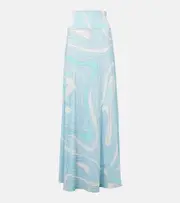 [Pucci] Pucci Marmo high-rise satin jersey maxi skirt AU 14 blue