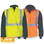 Hi Vis X-Back D/N 4in1 Zip Off Waterproof Reversible Polar Fleece Vest 3994