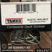 316SS TAMKO 10 x 2-1/2" Star Drive RUSTIC WALNUT Composite Deck Screws (350 pcs)