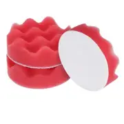 3pcs Buffing Sponge Pads 3" Polishing Wheel Waffle Finishing Grip Pad, Red