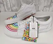 Vans Old Skool Flour Shop Rainbow True White Leather Shoes Mens 11.5 NIB