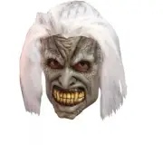 Halloween Costume Demon Full Face Mask with White Hair Wig Skeleton Latex Wraith
