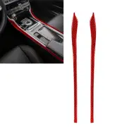 2PCS For Jaguar F-Pace 2016-19 Red Carbon Fiber Gear Shift Border Cover Trim (for: Jaguar)