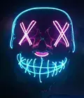 LED Halloween Mask Purge EL Wire 2 COLOR Glow Light up Mask PINK TEAL