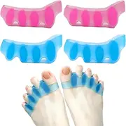 Toe Separator, Hallux Valgus Correction, Repeatable Washable Gel Toenail Divider, Toe Separator for Relaxing the Toes, to Relieve Bunions, Hammer Toes, Hallux Valgus, Pack of 4