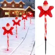 Santa Star Christmas Pathway Lights Outdoor 23 Inch Candy Cane Santa Set of 4