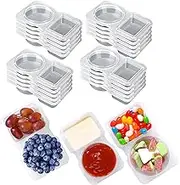 HOLADAWN 20pcs Small Double Compartments Reusable Snack Packs Condiment Container with Lids