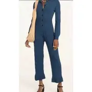J. Crew Ribbed jumpsuit Blue Large BG422