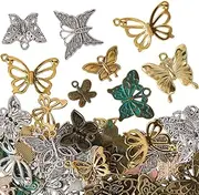 SOFPLATE 1 Box 100g Silver Butterfly Charms Bulk Gold Butterflies Charm Tibetan Alloy Antique Bronze Flying Animal Pendant Metal Summer Insect Charm for Jewellery Making Charms Necklace Earring
