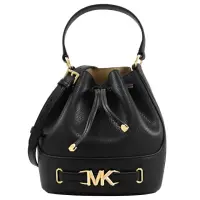 在飛比找momo購物網優惠-【Michael Kors】新版金屬MK LOGO皮革拼接手