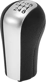 X AUTOHAUX 6 Speed Manual Gear Shift Knob for Toyota Corolla | Front Automotive Gearbox Stick Shifter Lever Knob Black Silver Tone Plastic Faux Leather 1 Pcs