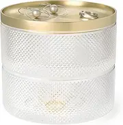 Umbra Tesora Jewelry Organizer, Two-Tier Storage Box with Removable Lid, Glass/Brass, 1013238-104