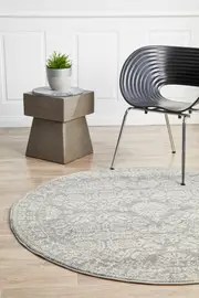 Rug Culture Grey Vintage Look Round Rug