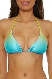 [Trina Turk] Women's West Palm Reversible Triangle Bikini Top, Adjustable, Tie Back, Swimwear Separates