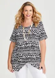 [TS] Taking Shape Natural Rewa Spot Top Size 26 in White / Black, Viscose - Plus Size Women's Clothing White / Black