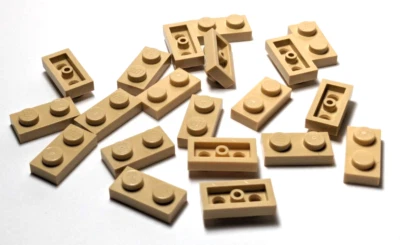 Lego - Lot of 20 - Tan, Plate 1 x 2